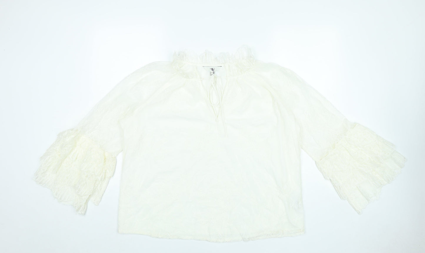 Marks and Spencer Women’s Ivory Lace Tunic Blouse Size 14