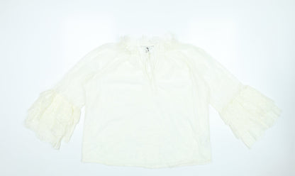Marks and Spencer Women’s Ivory Lace Tunic Blouse Size 14