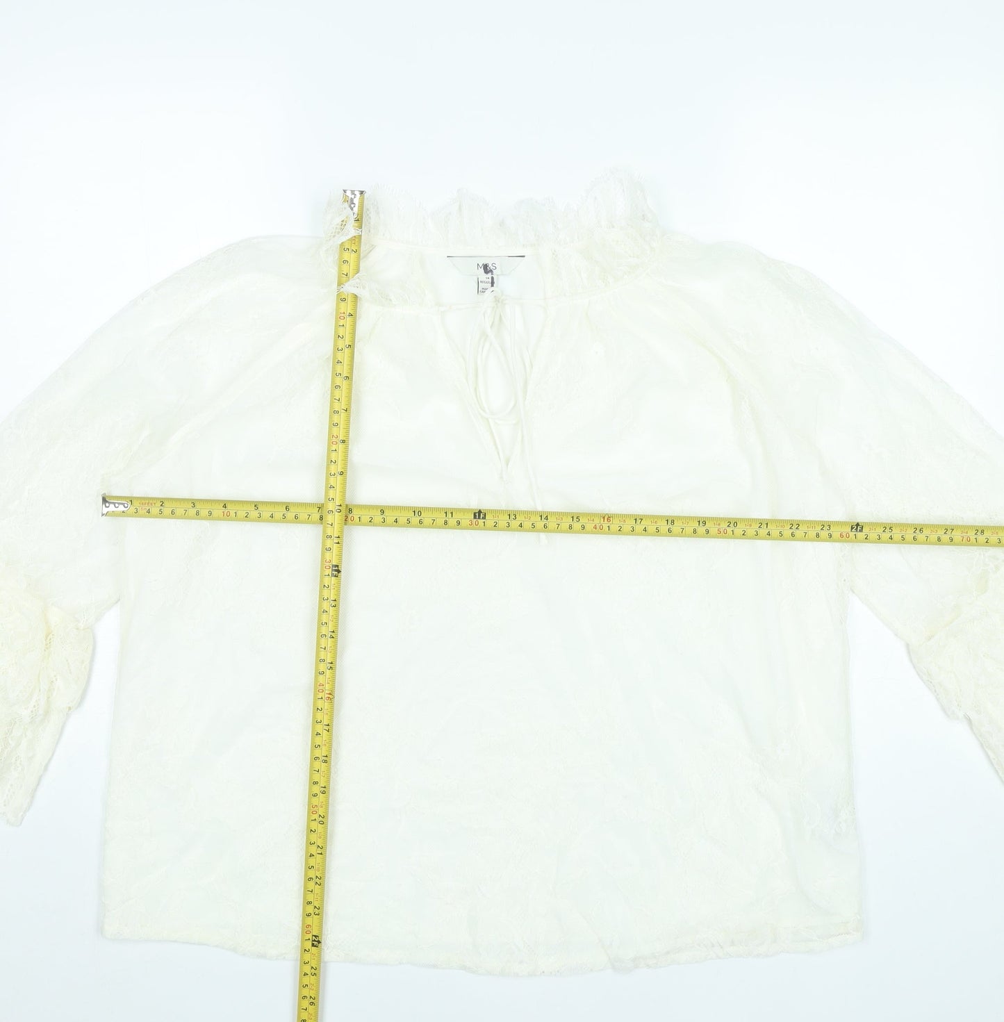 Marks and Spencer Women’s Ivory Lace Tunic Blouse Size 14
