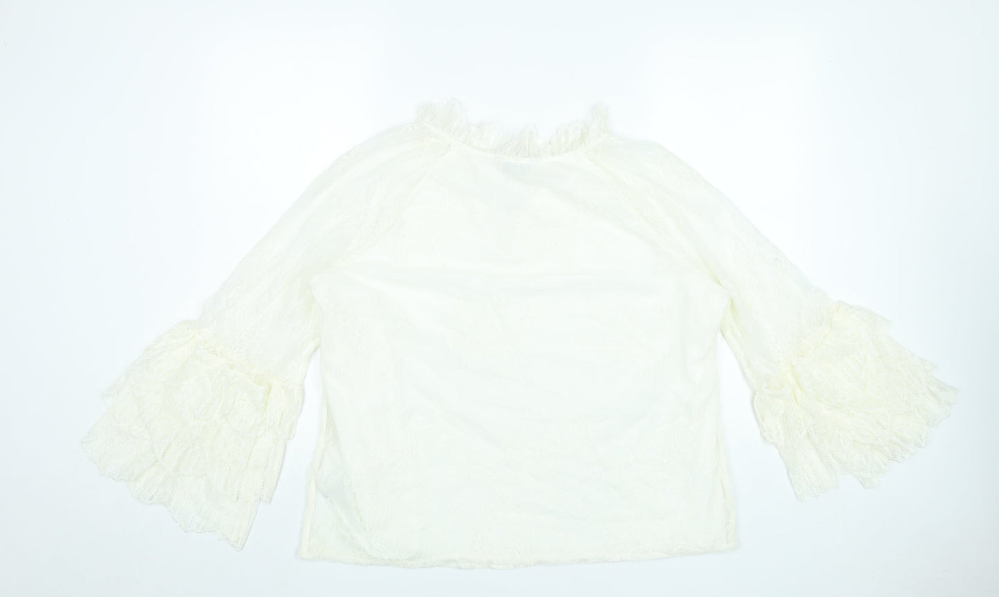 Marks and Spencer Women’s Ivory Lace Tunic Blouse Size 14