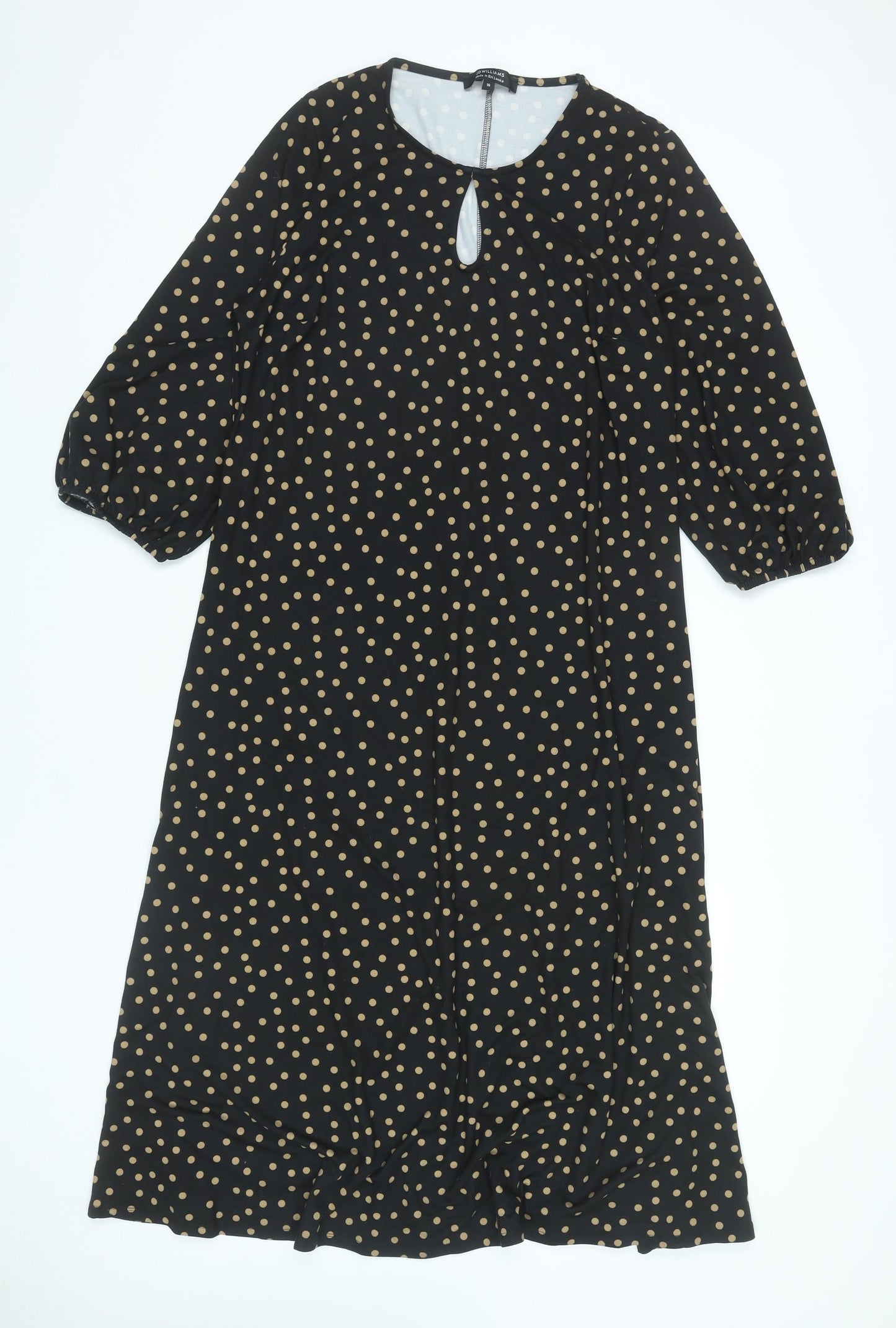 JD Williams Women Black Polka Dot Midi Dress Size 16 A-Line