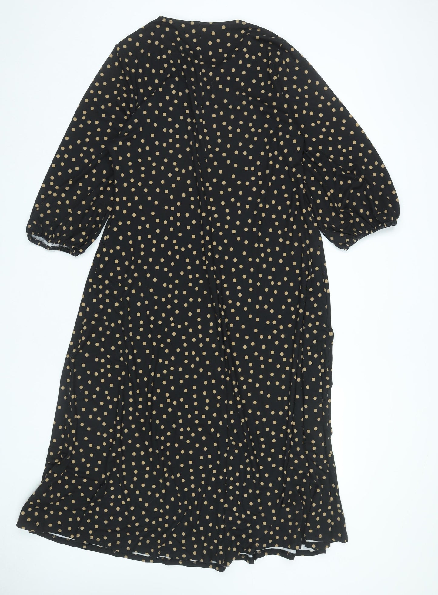 JD Williams Women Black Polka Dot Midi Dress Size 16 A-Line