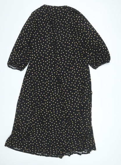 JD Williams Women Black Polka Dot Midi Dress Size 16 A-Line