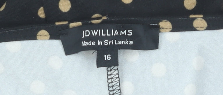 JD Williams Women Black Polka Dot Midi Dress Size 16 A-Line