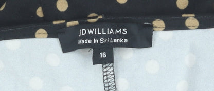 JD Williams Women Black Polka Dot Midi Dress Size 16 A-Line
