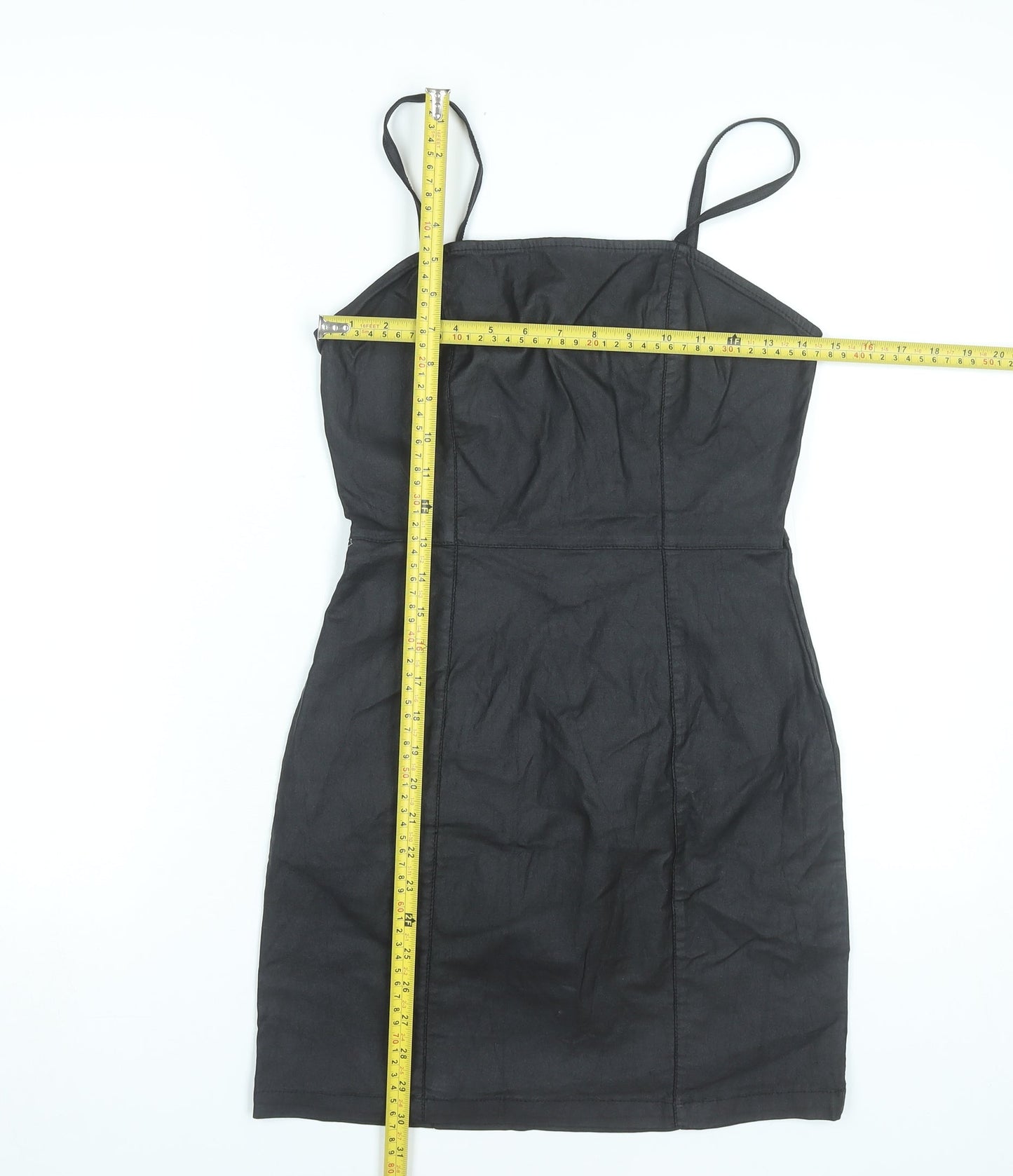 Denim Co Women’s Black Bodycon Dress Size 8 Short Strappy Stretch
