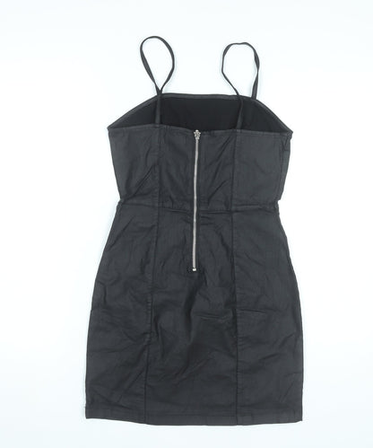 Denim Co Women’s Black Bodycon Dress Size 8 Short Strappy Stretch