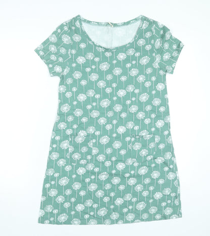 SCOUT Womens Green Floral Cotton Shift Dress S Knee Length