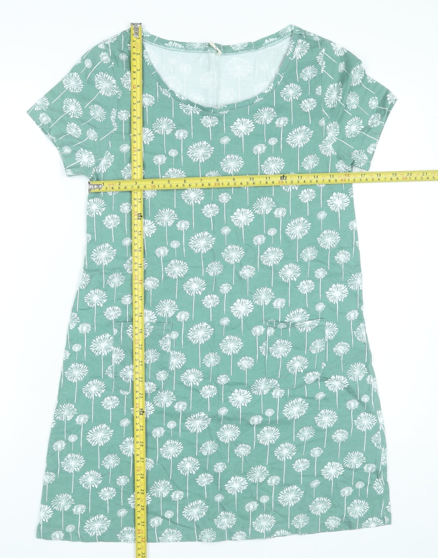 SCOUT Womens Green Floral Cotton Shift Dress S Knee Length
