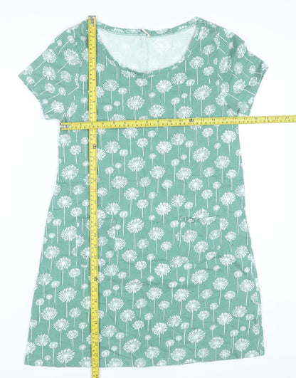 SCOUT Womens Green Floral Cotton Shift Dress S Knee Length