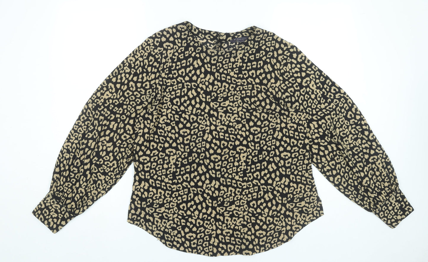Marks and Spencer Womens Leopard Print Blouse Size 12 Long Sleeve
