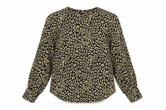 Marks and Spencer Womens Leopard Print Blouse Size 12 Long Sleeve