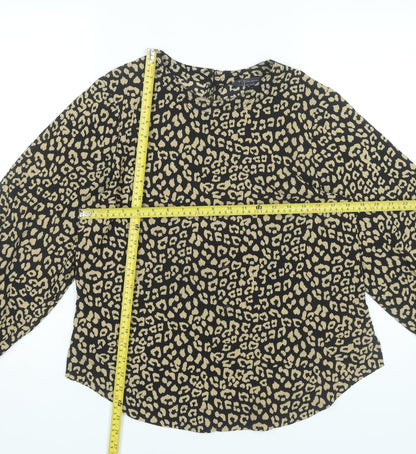 Marks and Spencer Womens Leopard Print Blouse Size 12 Long Sleeve