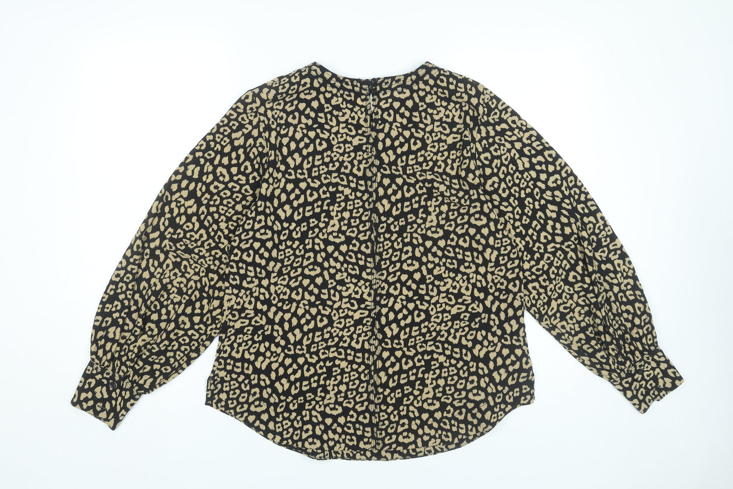 Marks and Spencer Womens Leopard Print Blouse Size 12 Long Sleeve