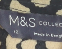 Marks and Spencer Womens Leopard Print Blouse Size 12 Long Sleeve