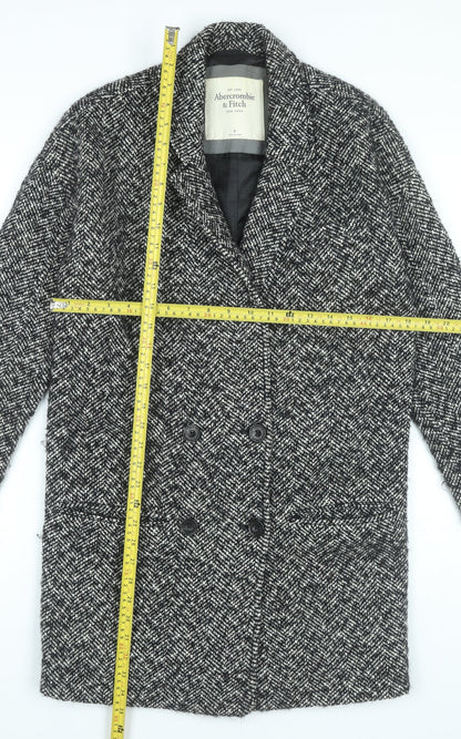 Abercrombie & Fitch Womens Grey Wool Blend Herringbone Overcoat Size 12