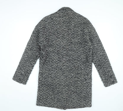 Abercrombie & Fitch Womens Grey Wool Blend Herringbone Overcoat Size 12