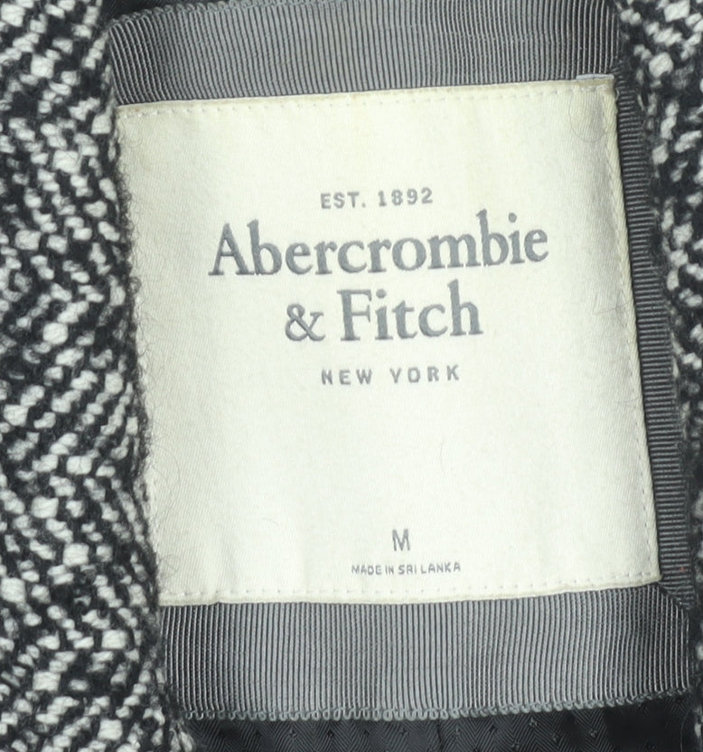 Abercrombie & Fitch Womens Grey Wool Blend Herringbone Overcoat Size 12