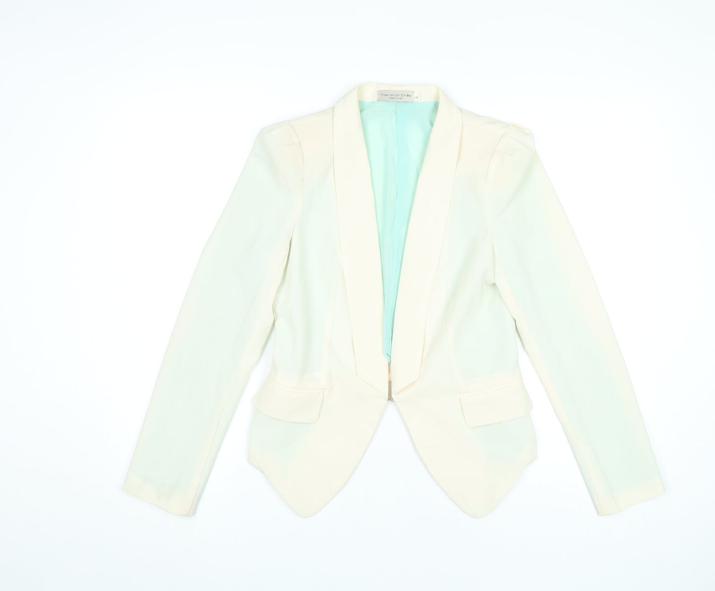 Inspiration Chive Womens Ivory Blazer Jacket L Slim Classic