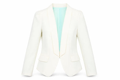 Inspiration Chive Womens Ivory Blazer Jacket L Slim Classic