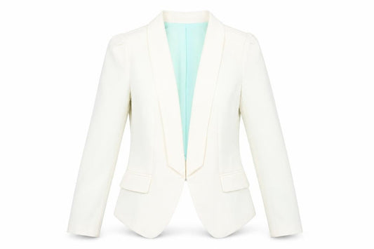 Inspiration Chive Womens Ivory Blazer Jacket L Slim Classic
