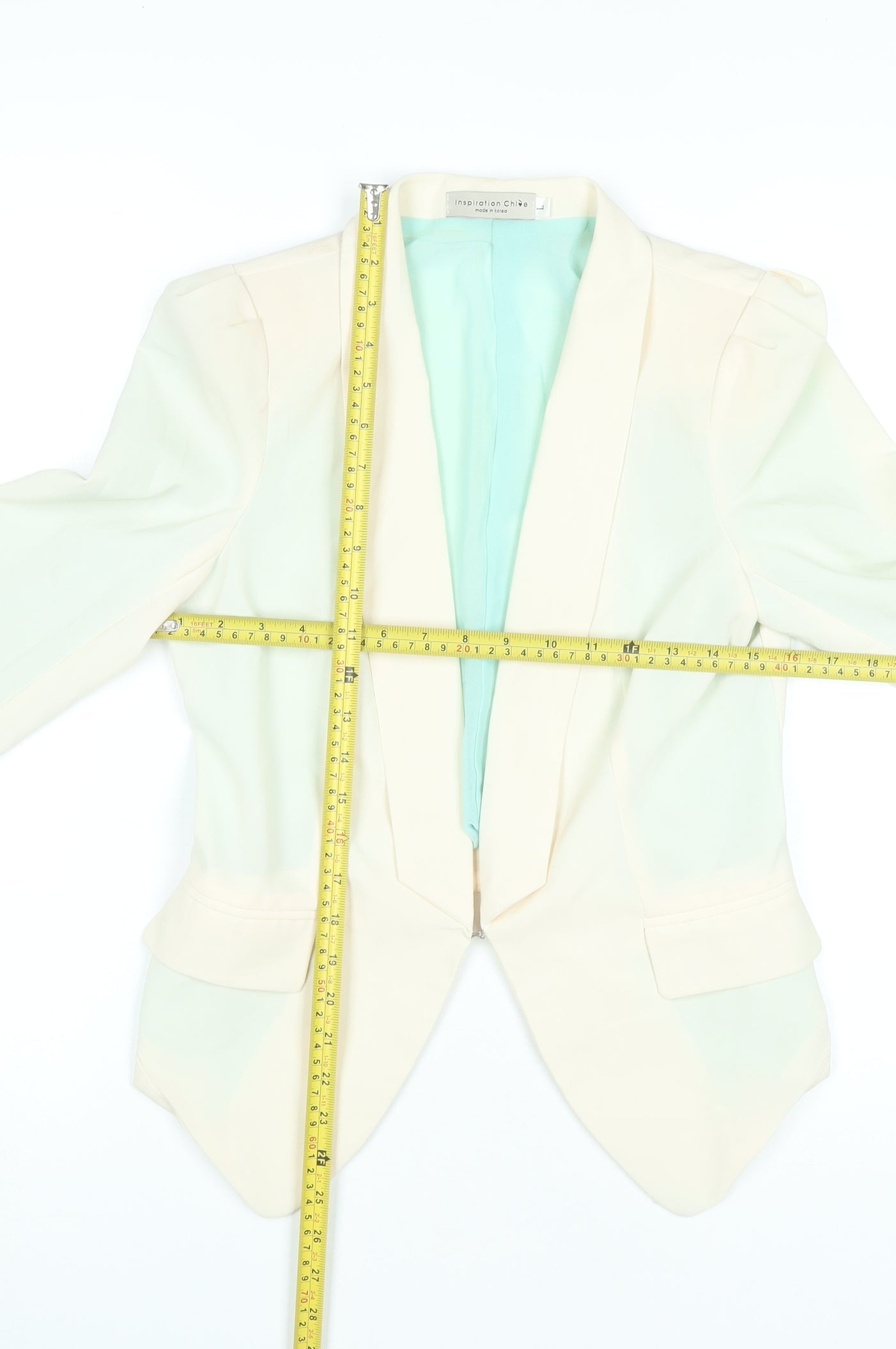 Inspiration Chive Womens Ivory Blazer Jacket L Slim Classic