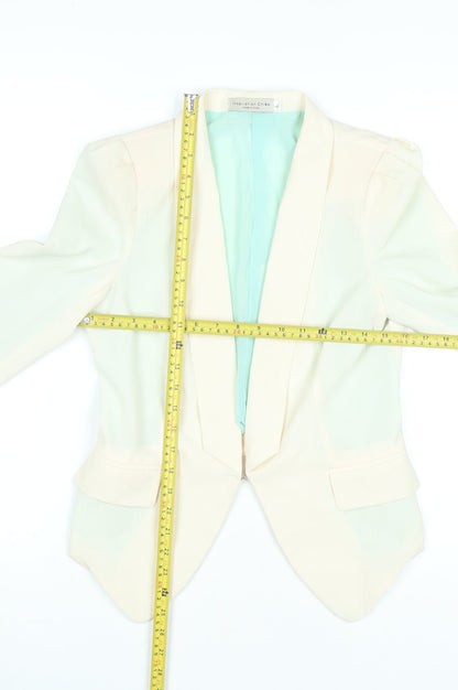 Inspiration Chive Womens Ivory Blazer Jacket L Slim Classic