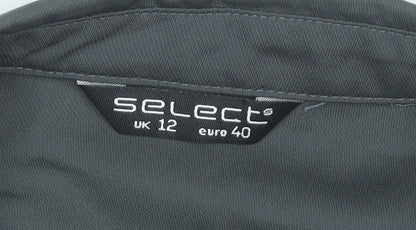 Select Womens Black Blouse UK 12 Long Sleeve Collared Button