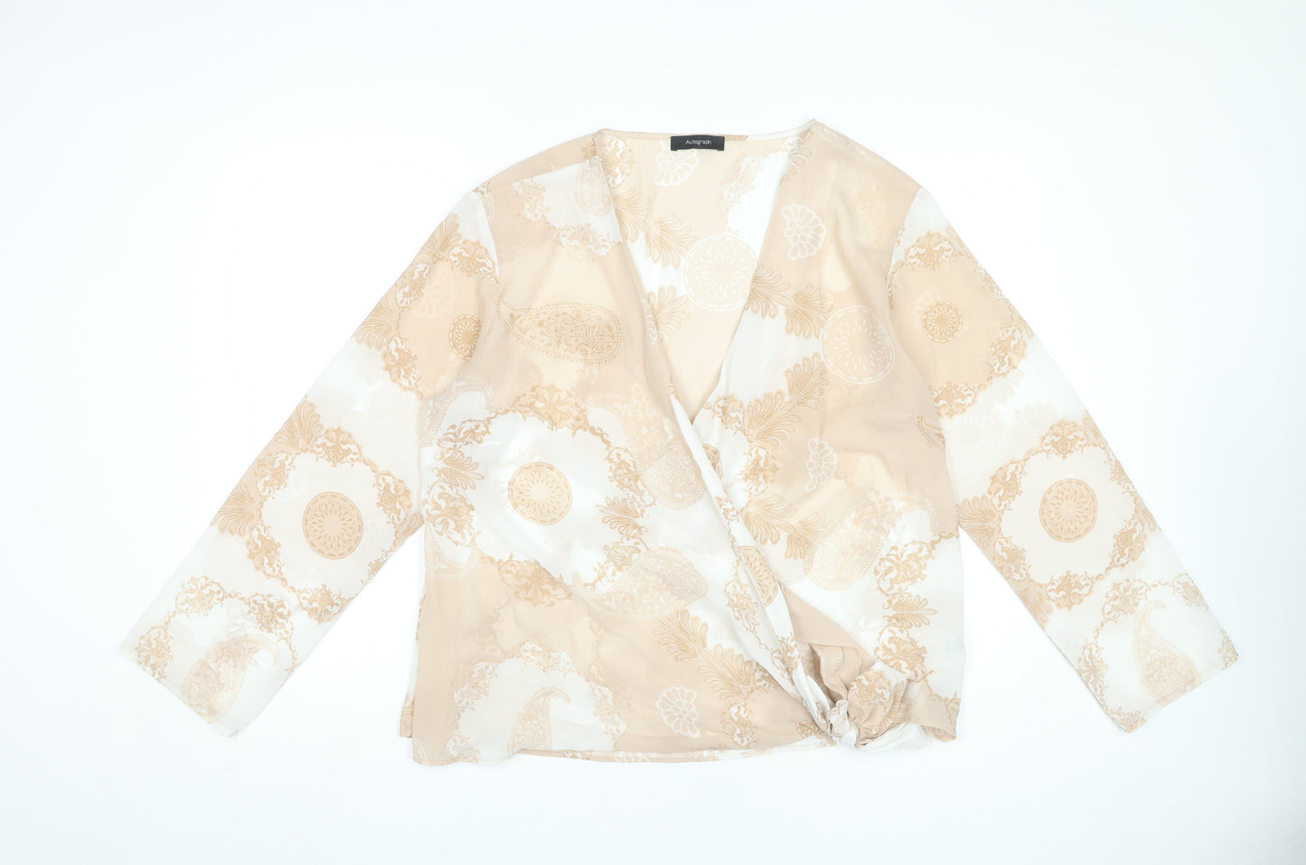 Marks and Spencer Women’s Beige Paisley Wrap Blouse UK 16