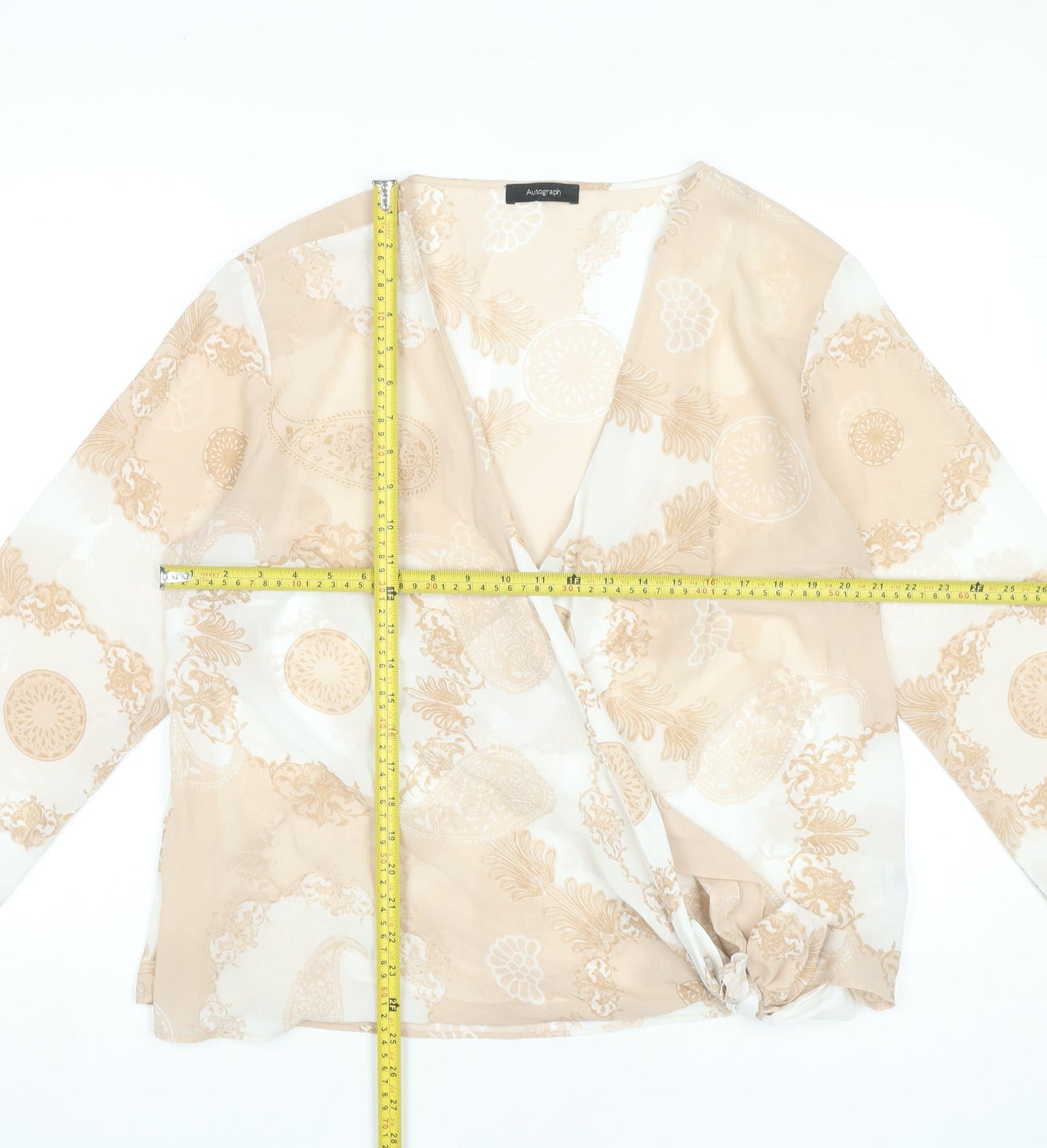 Marks and Spencer Women’s Beige Paisley Wrap Blouse UK 16