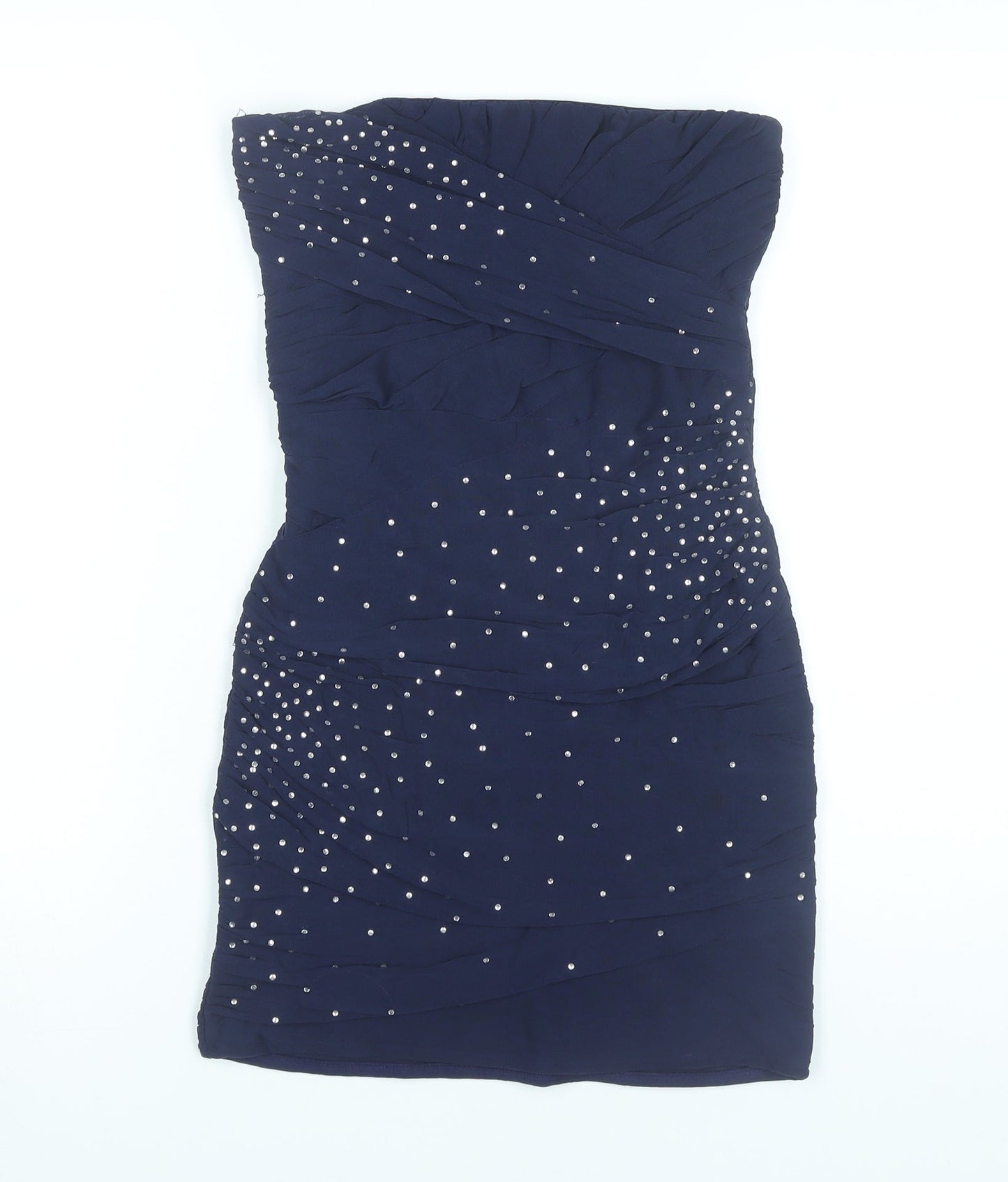 Topshop Women’s Blue Strapless Bodycon Short Dress UK 10 Party Cocktail