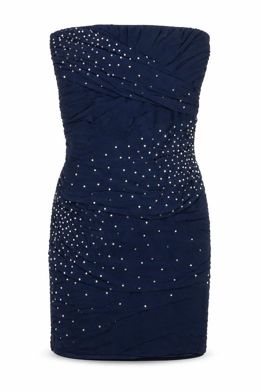 Topshop Women’s Blue Strapless Bodycon Short Dress UK 10 Party Cocktail