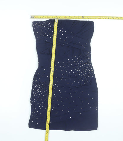 Topshop Women’s Blue Strapless Bodycon Short Dress UK 10 Party Cocktail