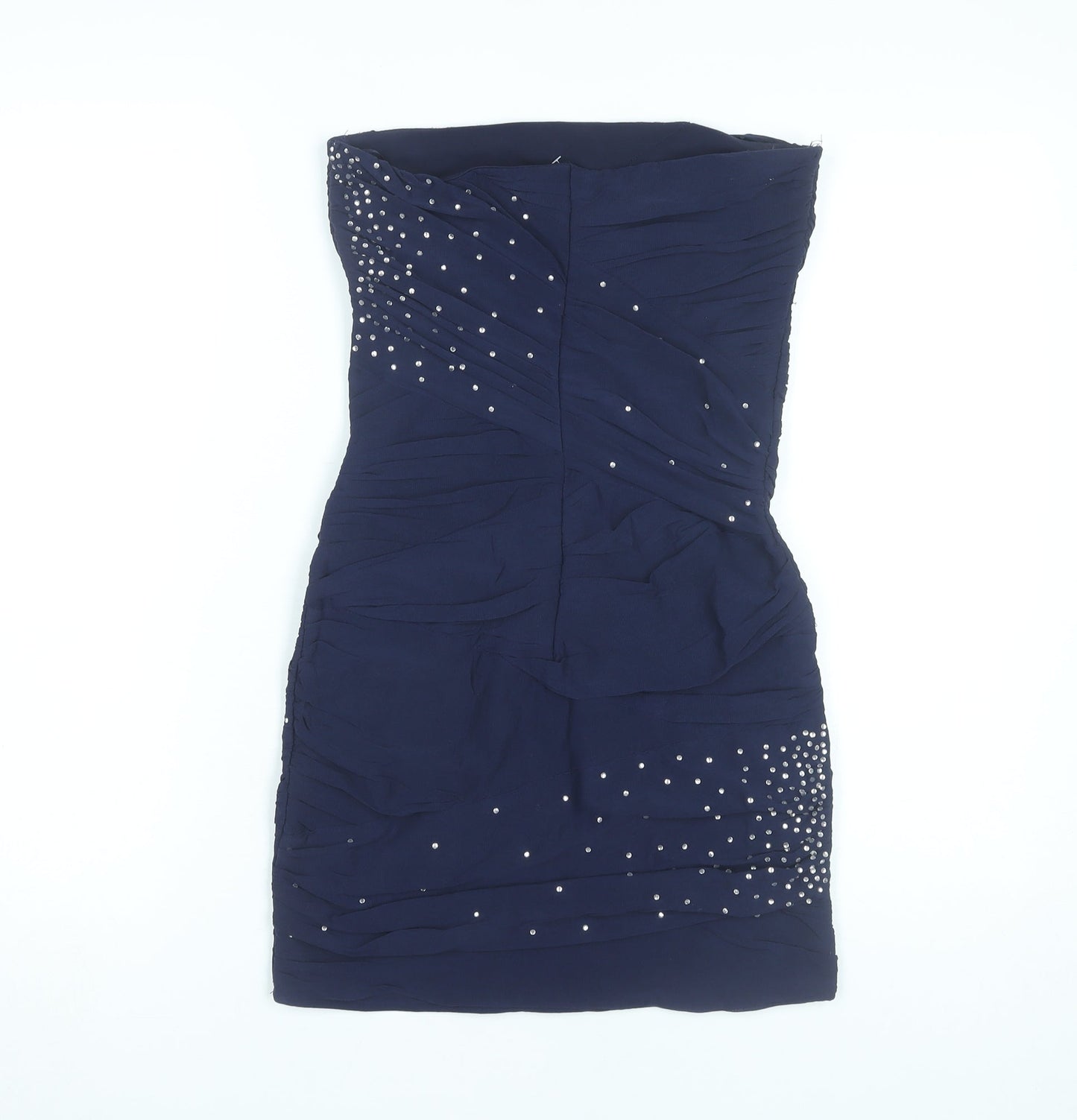 Topshop Women’s Blue Strapless Bodycon Short Dress UK 10 Party Cocktail