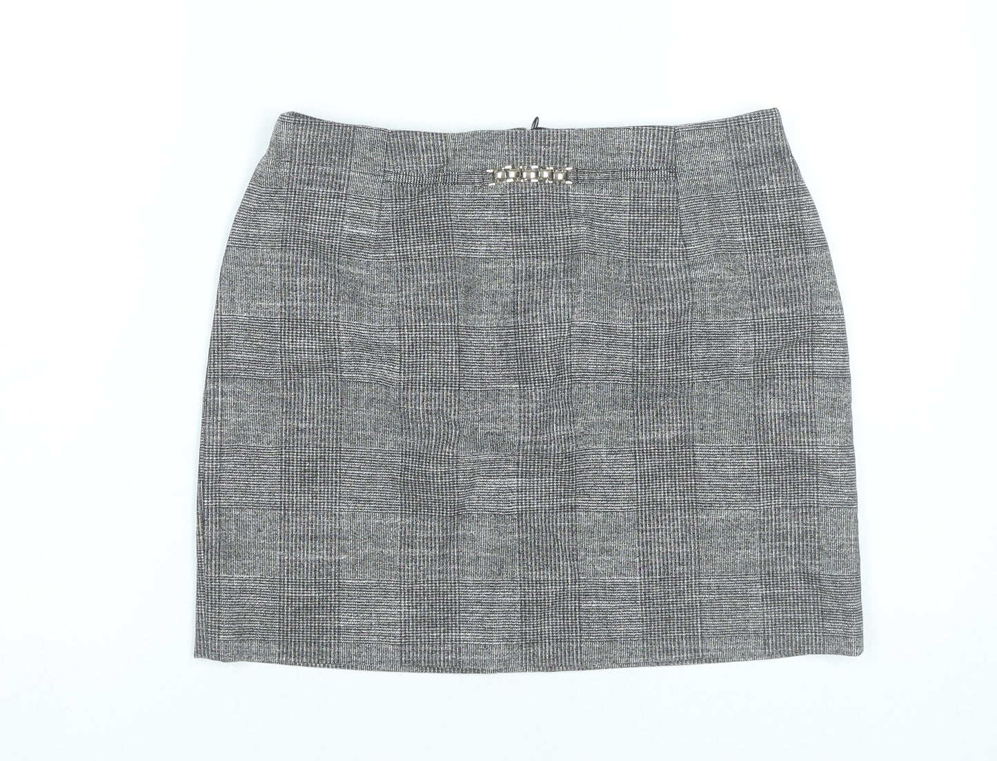 H&M Women’s Grey Check Pencil Skirt Size 12 Workwear Business
