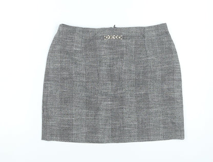 H&M Women’s Grey Check Pencil Skirt Size 12 Workwear Business