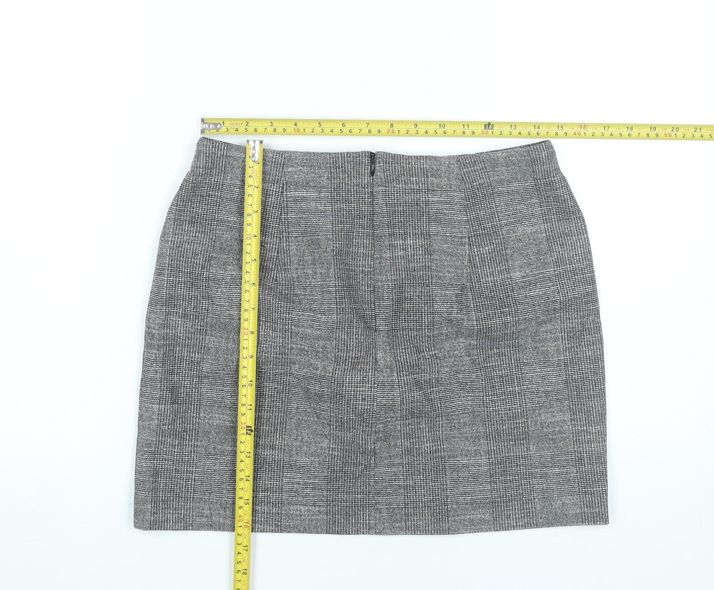 H&M Women’s Grey Check Pencil Skirt Size 12 Workwear Business