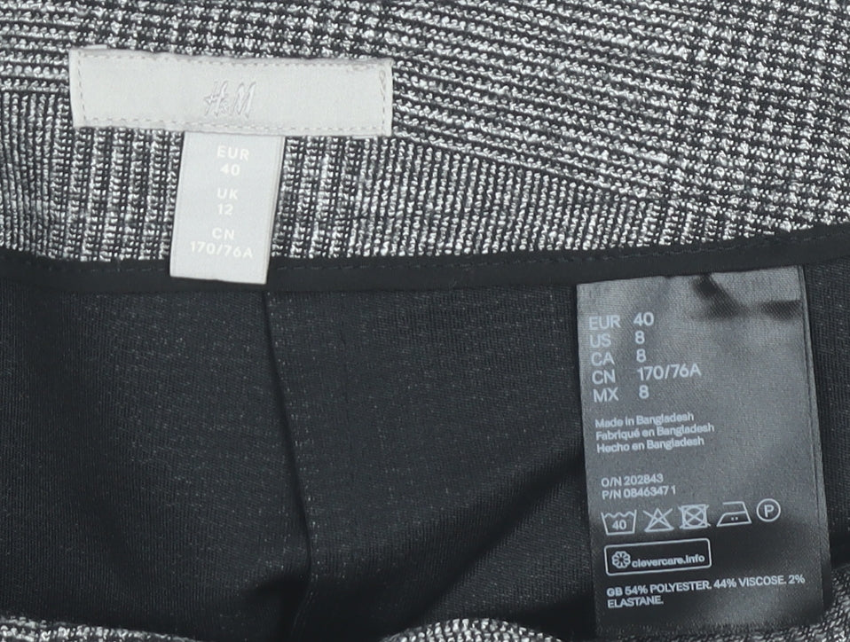 H&M Women’s Grey Check Pencil Skirt Size 12 Workwear Business