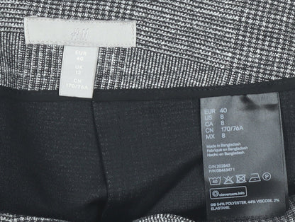 H&M Women’s Grey Check Pencil Skirt Size 12 Workwear Business
