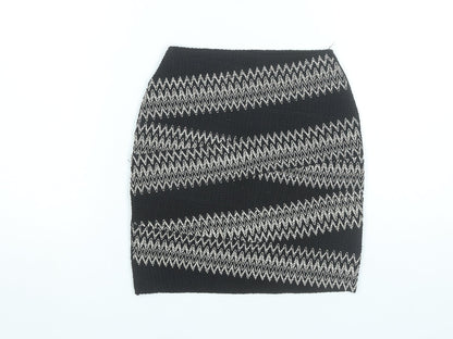 H&M Womens Black Striped Pencil Skirt XS Stretch Knit Short