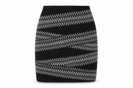H&M Womens Black Striped Pencil Skirt XS Stretch Knit Short