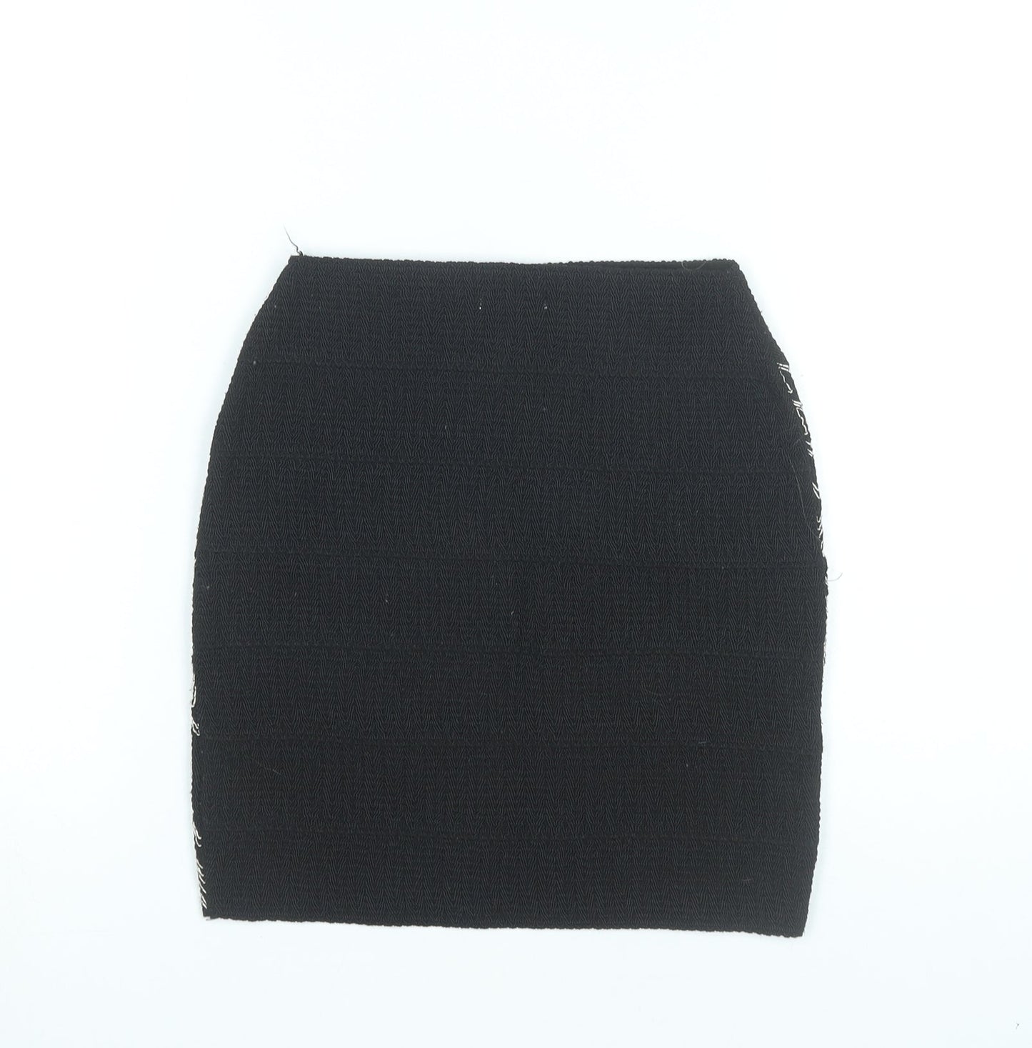 H&M Womens Black Striped Pencil Skirt XS Stretch Knit Short