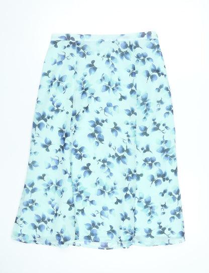 Eastex Women’s Blue Floral A-Line Midi Skirt Size 12 Polyester