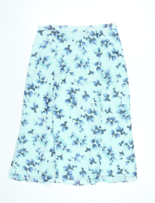 Eastex Women’s Blue Floral A-Line Midi Skirt Size 12 Polyester