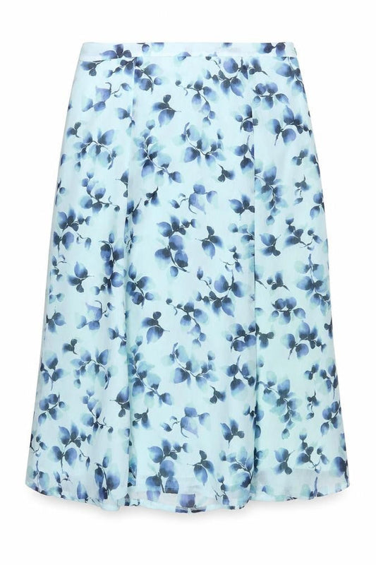 Eastex Women’s Blue Floral A-Line Midi Skirt Size 12 Polyester
