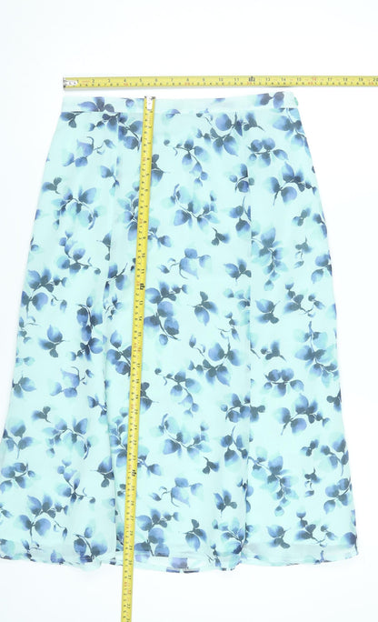Eastex Women’s Blue Floral A-Line Midi Skirt Size 12 Polyester