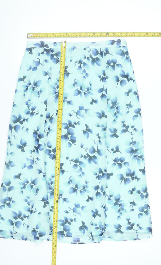 Eastex Women’s Blue Floral A-Line Midi Skirt Size 12 Polyester