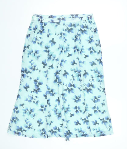 Eastex Women’s Blue Floral A-Line Midi Skirt Size 12 Polyester