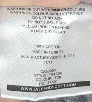 Lyle & Scott Mens Grey Cotton Crew Neck T-Shirt Size M