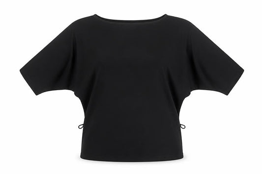 Wallis Women Black Tunic Blouse L Dolman Sleeve Scoop Neck